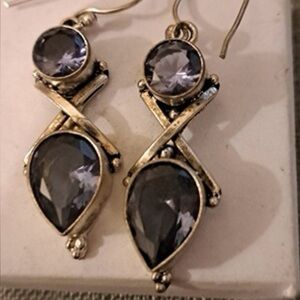 Purple dangle sterling earrings